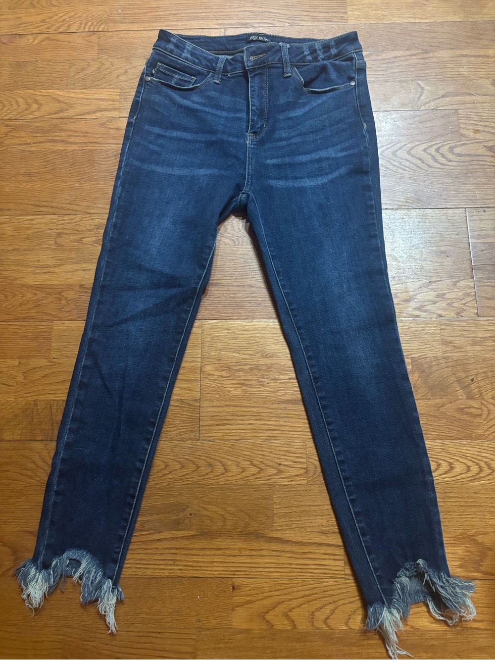 Judy Blue Dark Indigo Frayed Hem Skinny Jeans